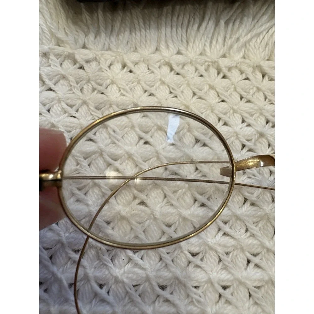 Vintage Antique Wire 12k Gold Rim Eye Glasses w/ Case Eyeglass And Note 11 Grams